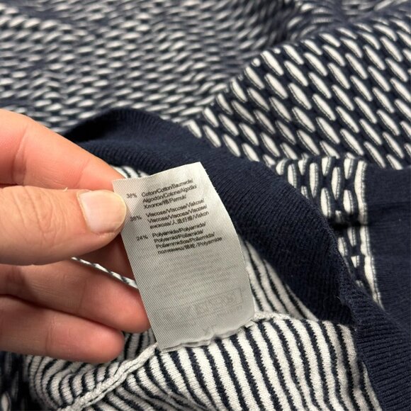 $275 IKKS Men Sweater Textured Knit Fabric Cotton Viscose Black/White XL - Picture 8 of 8